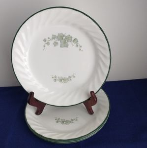 Corelle 4 Vintage Saucers Callaway Ivy Swirl Bread & Butter